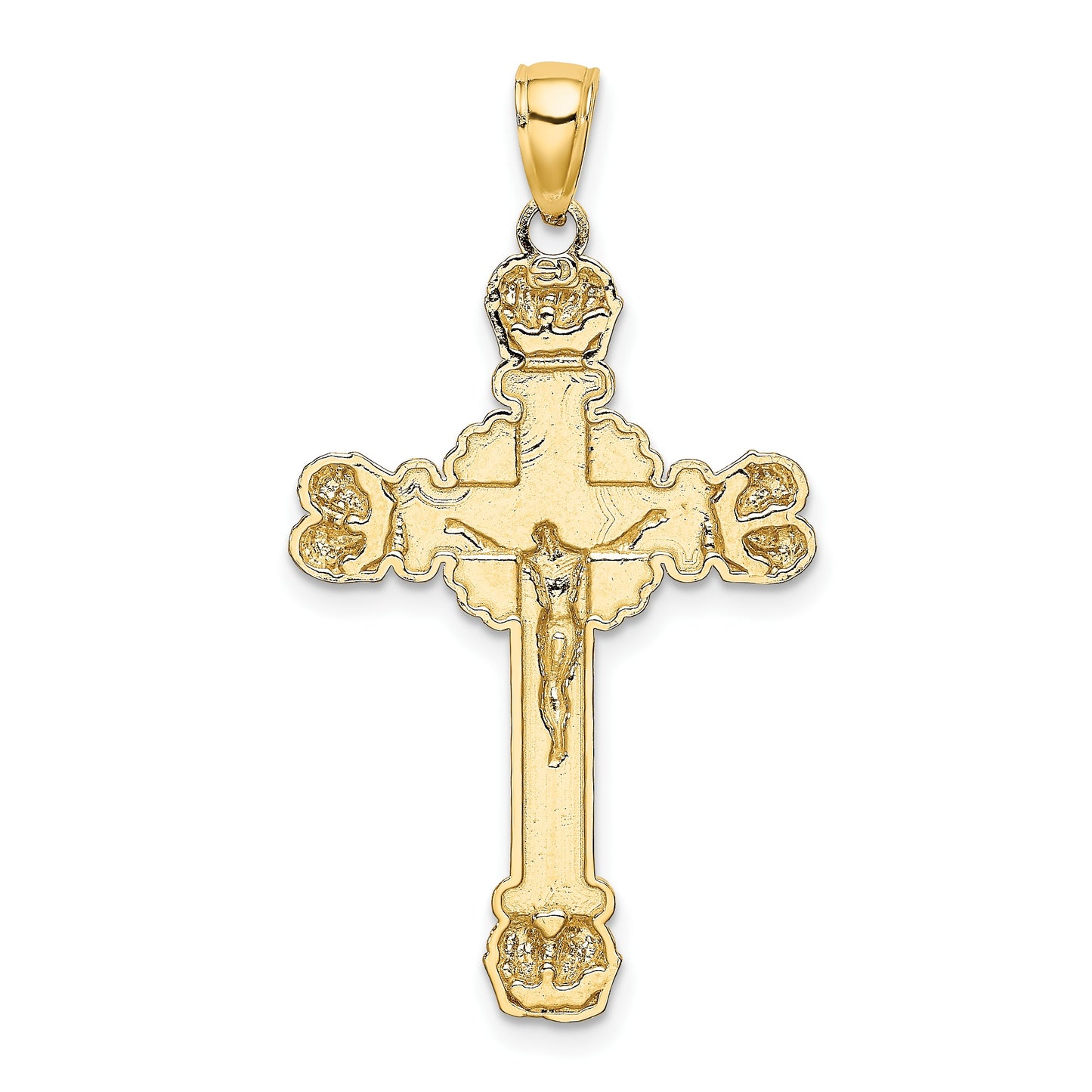 14K Crucifix with Sunburst Charm