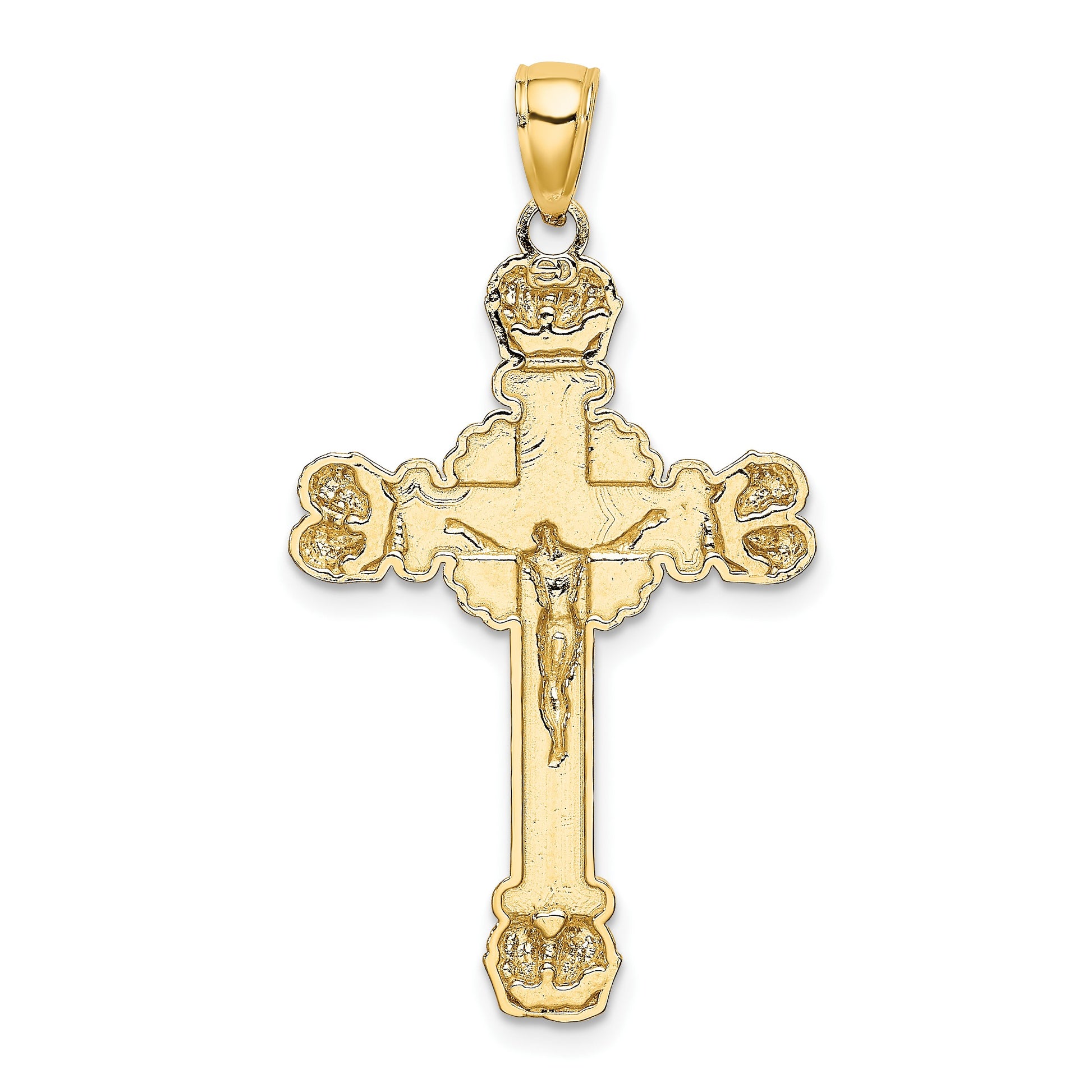 14K Crucifix with Sunburst Charm