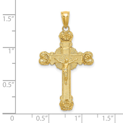 14K Crucifix with Sunburst Charm