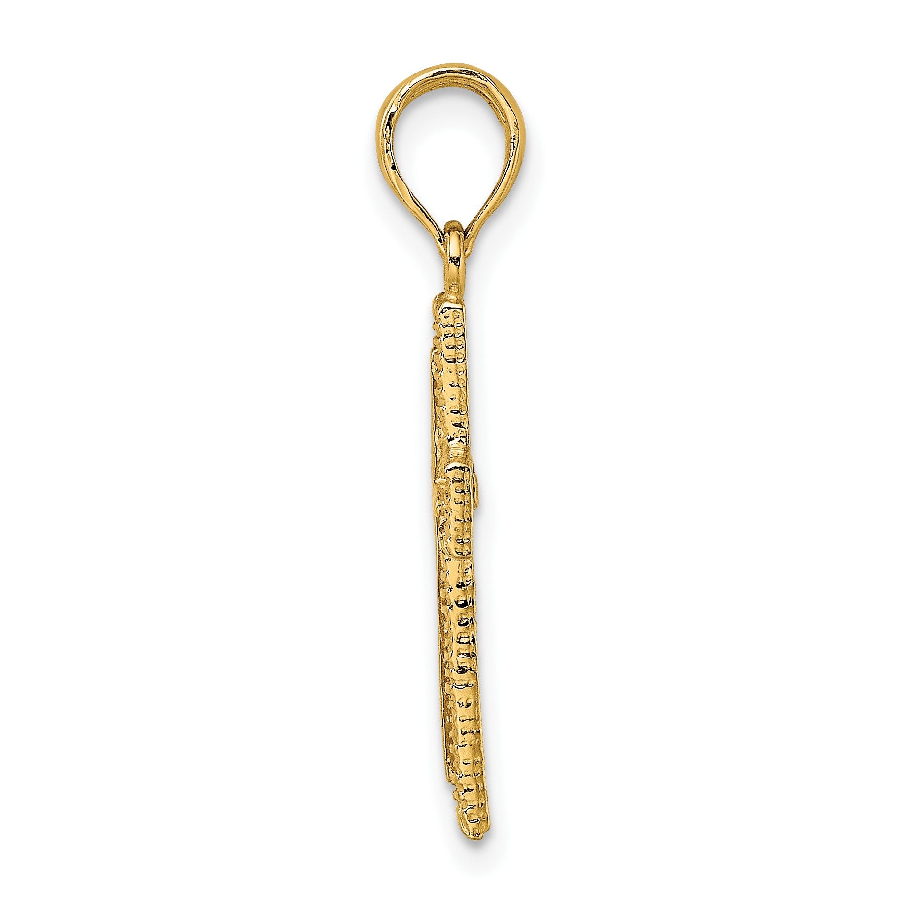 14K Cross with Textured Border Design Charm
