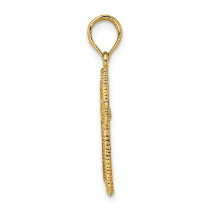 14K Cross with Textured Border Design Charm