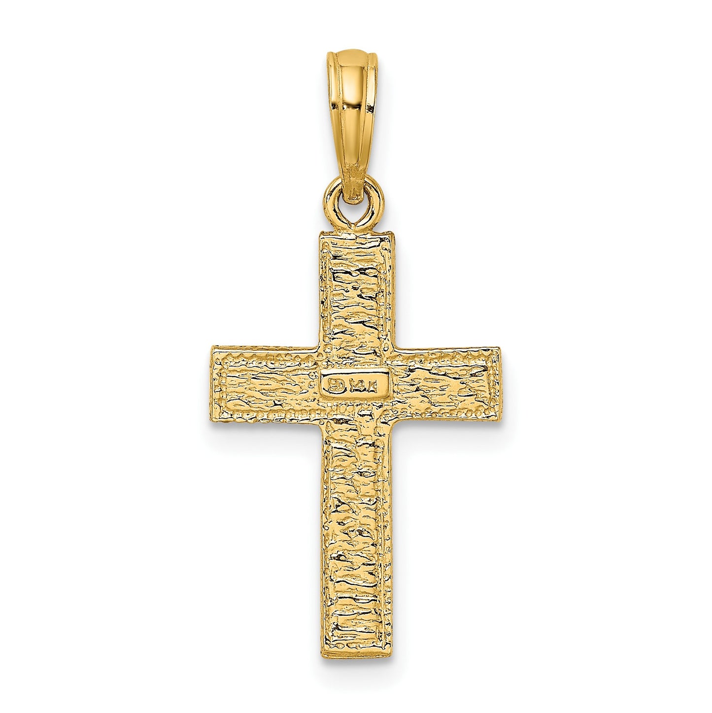 14K Cross with Textured Border Design Charm