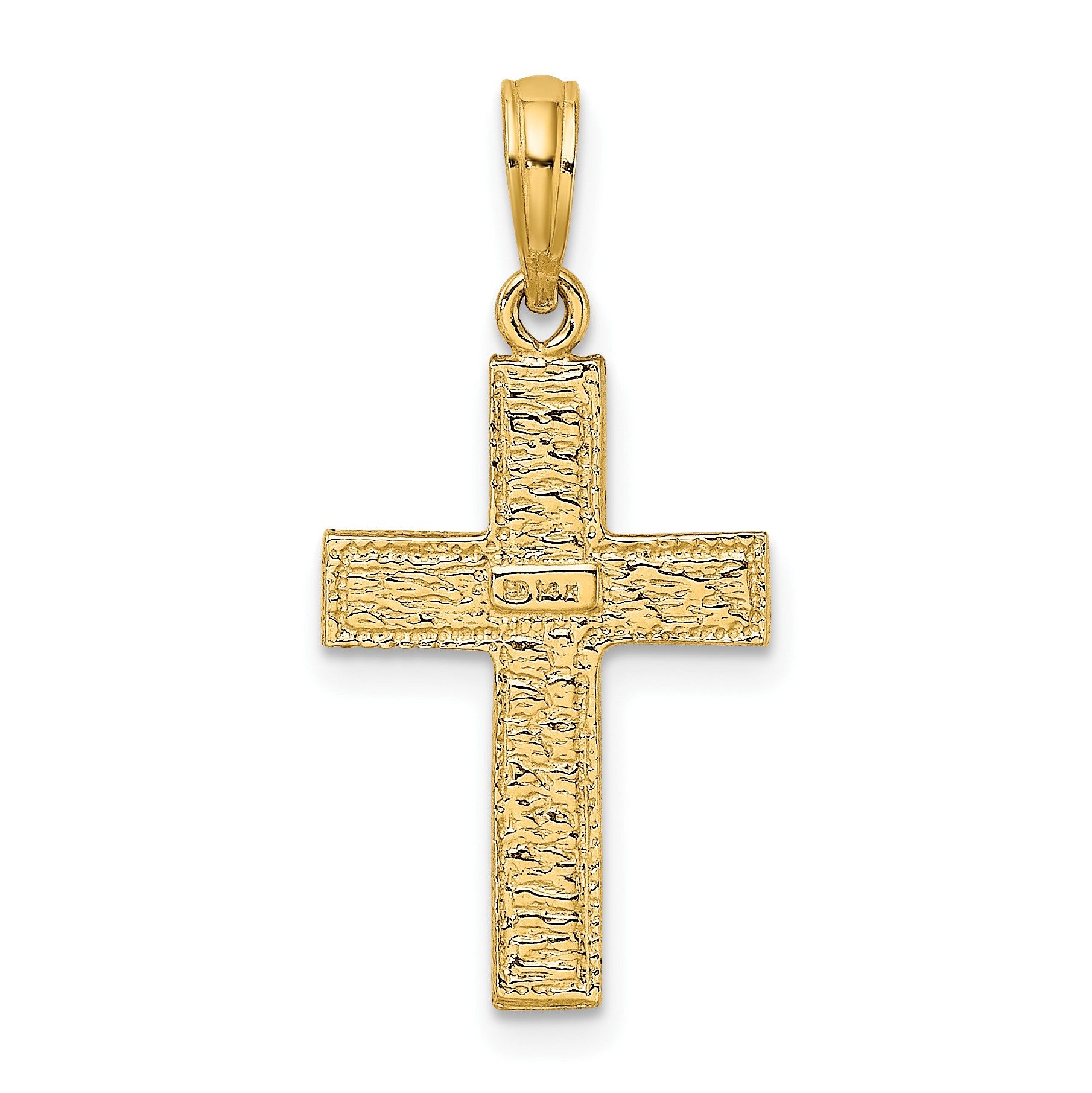 14K Cross with Textured Border Design Charm