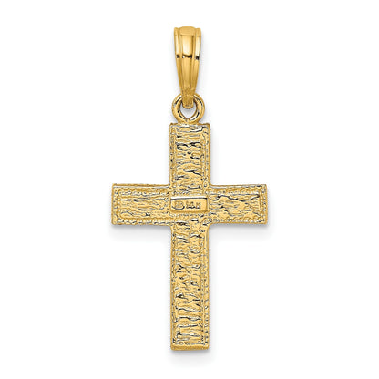 14K Cross with Textured Border Design Charm