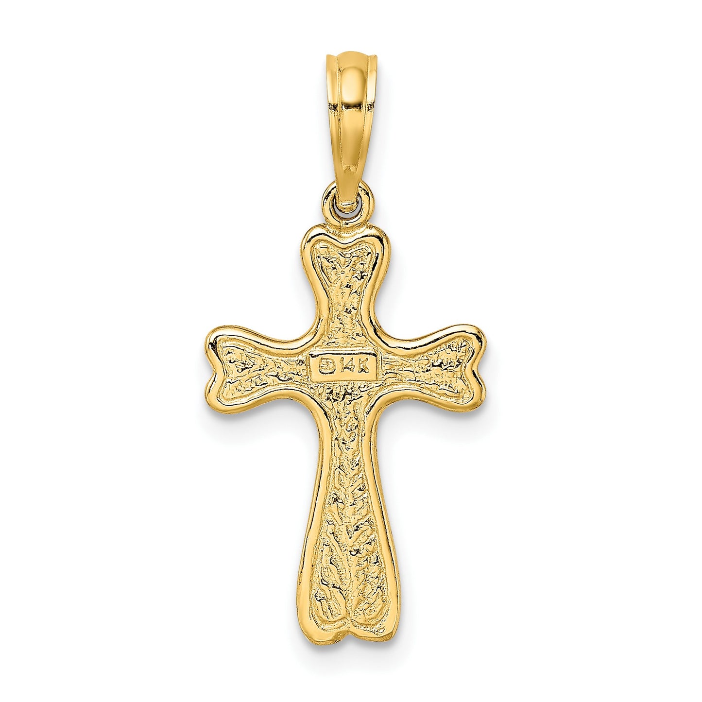 14K Cross with Textured Heart Edges Design Charm