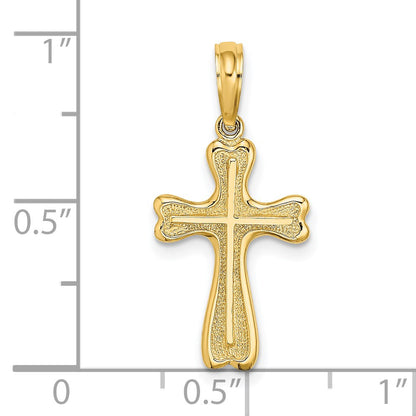 14K Cross with Textured Heart Edges Design Charm