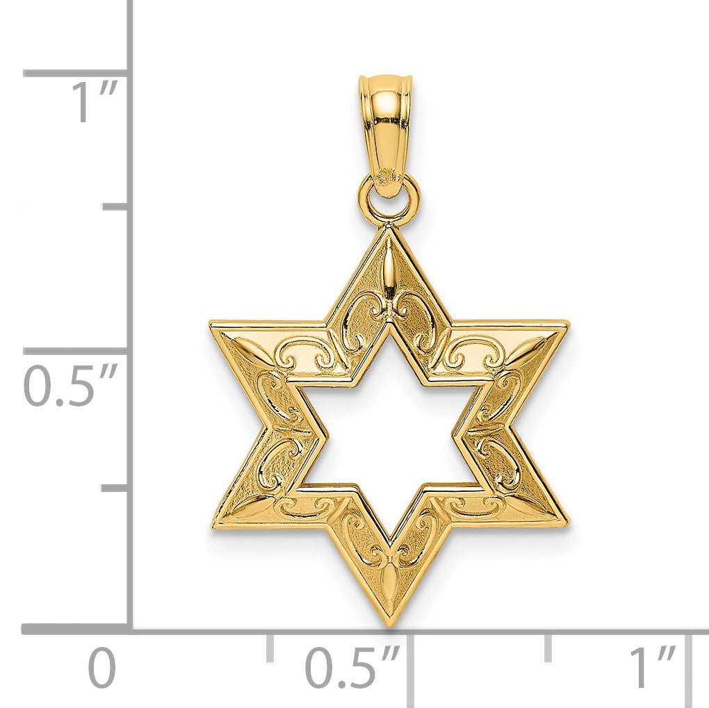 14k Textured Star of David Pendant
