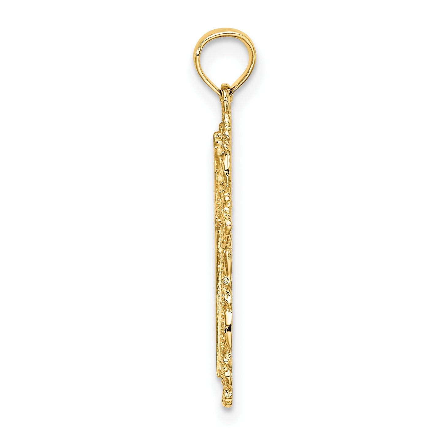 14K Cross with Filigree Lace Trim Charm