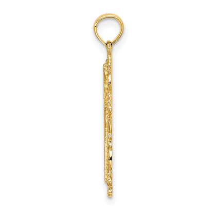 14K Cross with Filigree Lace Trim Charm