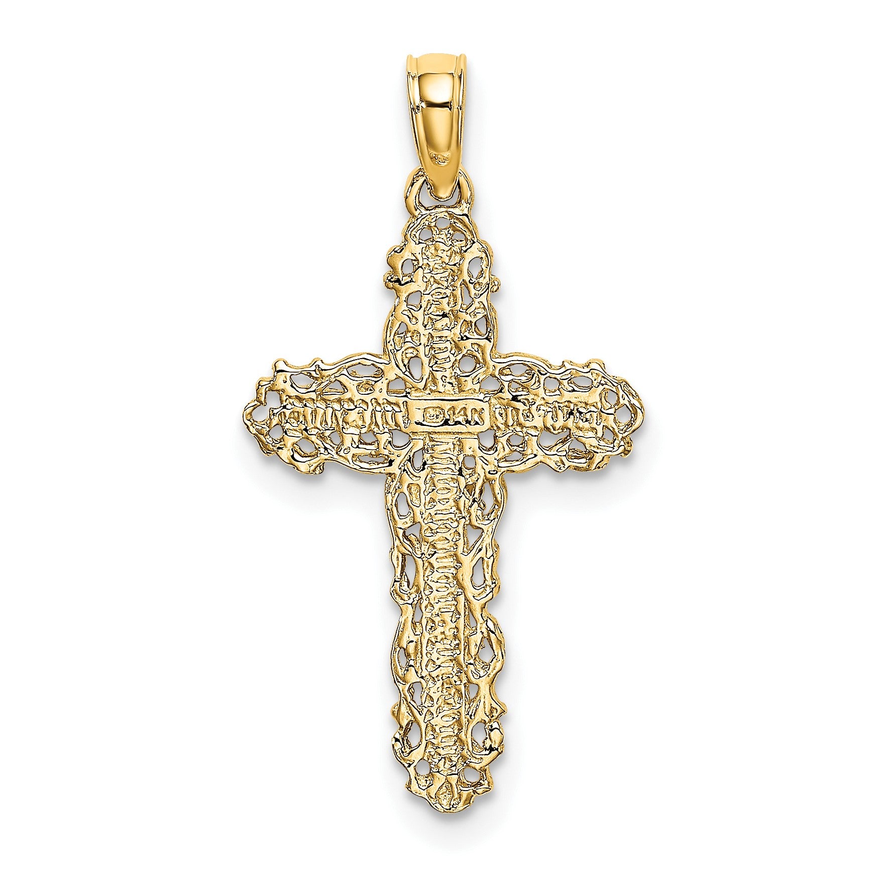 14K Cross with Filigree Lace Trim Charm