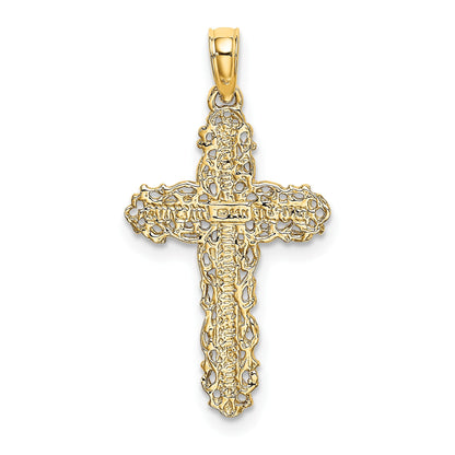 14K Cross with Filigree Lace Trim Charm
