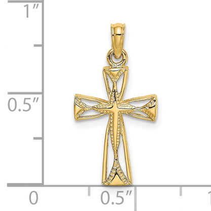 14K Cut-Out Cross with Triangle Ends Charm