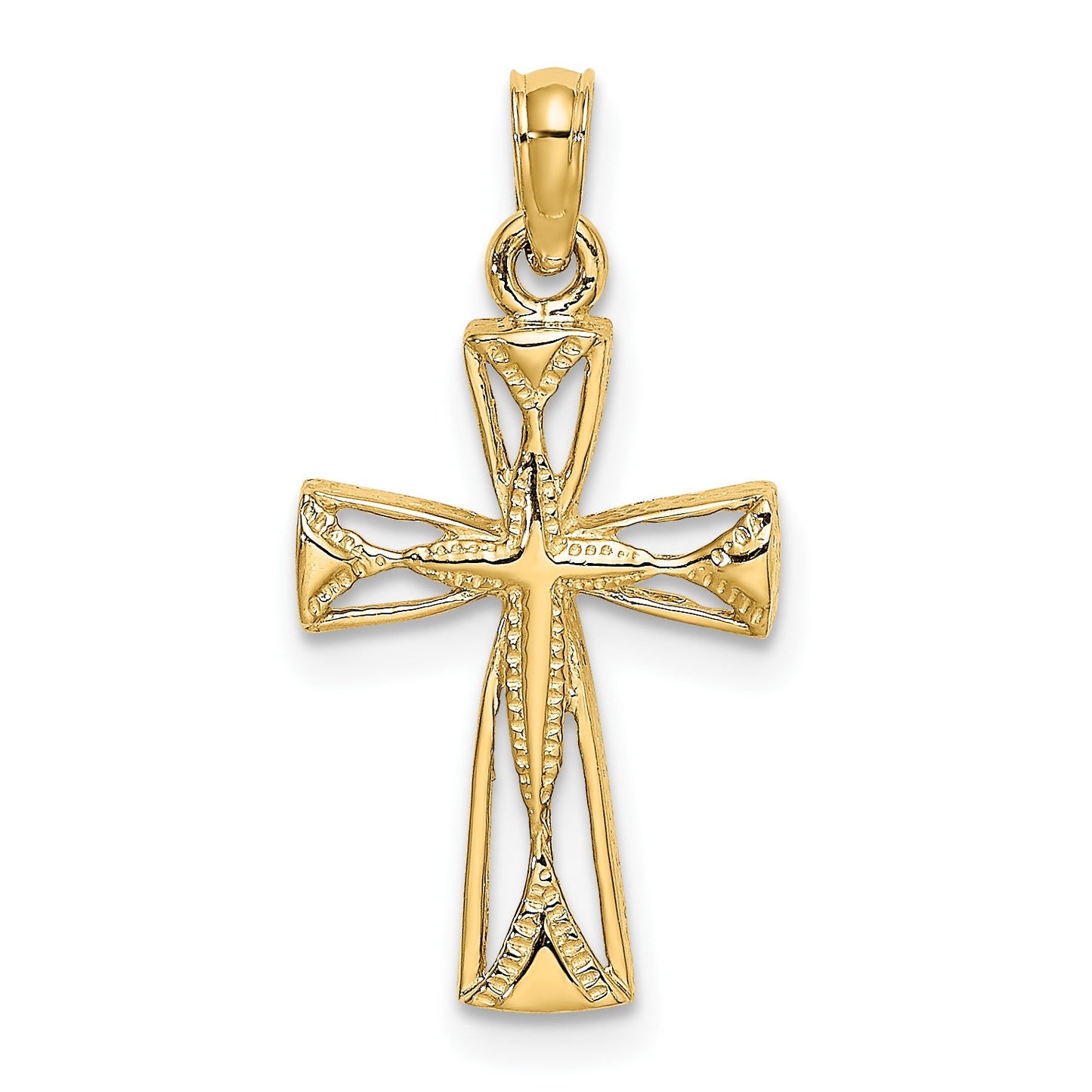 14K Cut-Out Cross with Triangle Ends Charm