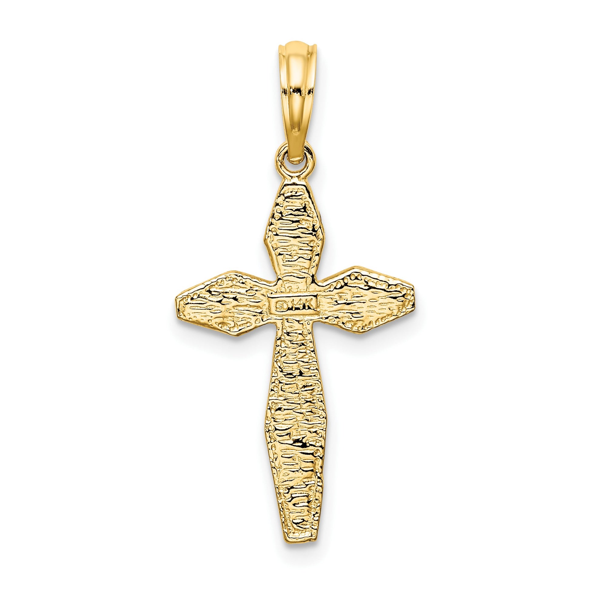 14K Polished and Textured Cross Charm