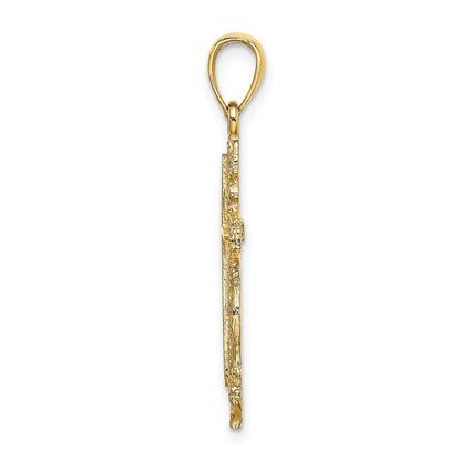 14K Cross with Lace Trim Charm