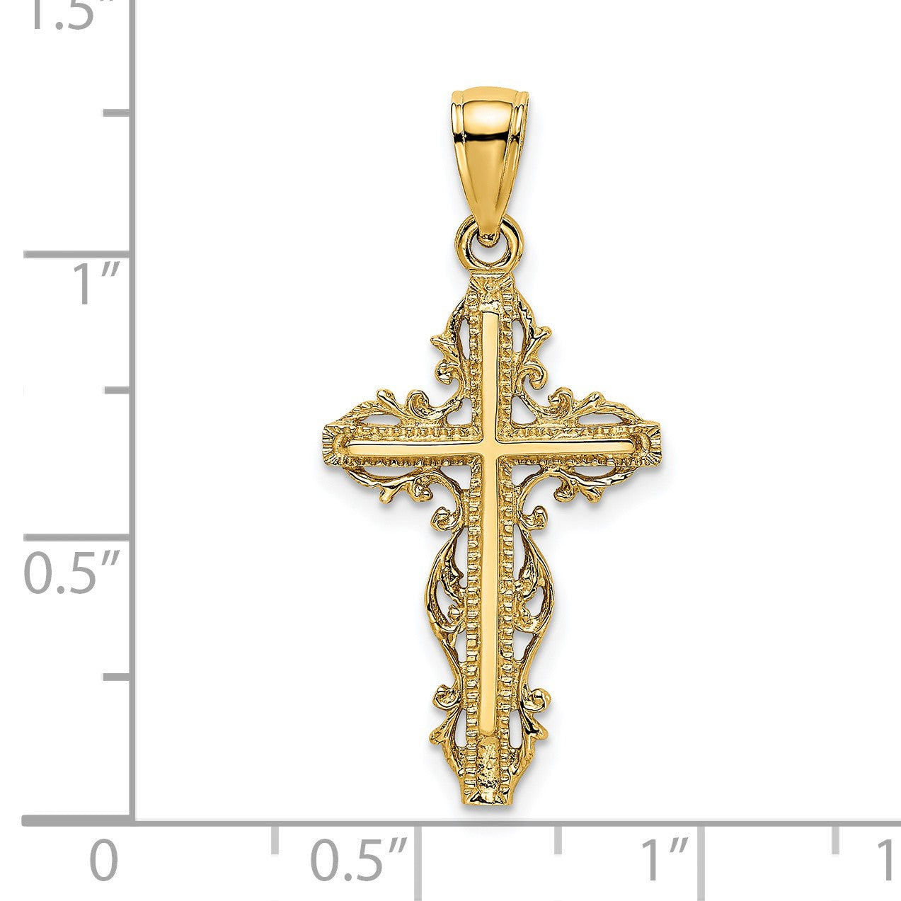 14K Cross with Lace Trim Charm