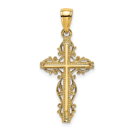 14K Cross with Lace Trim Charm