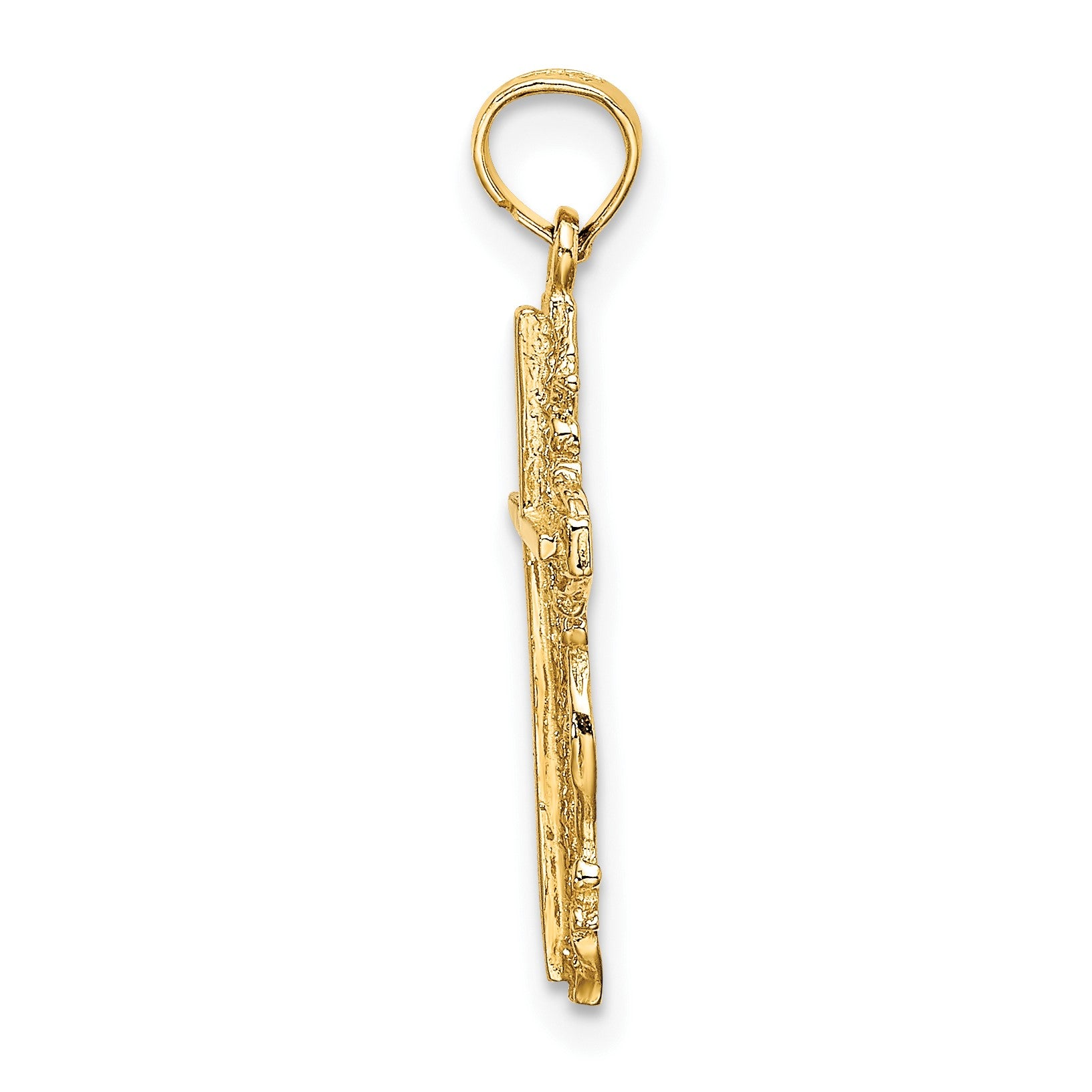14K Stick Cross with Lace Trim Charm