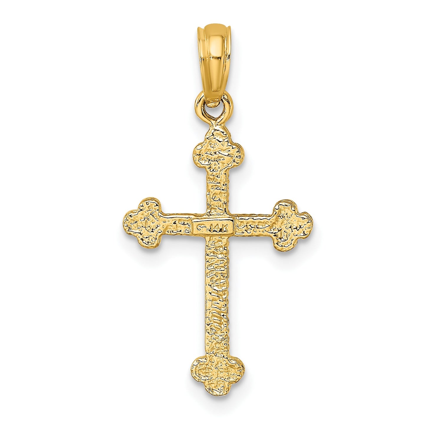 14K Cross with Budded Tip Edges Charm