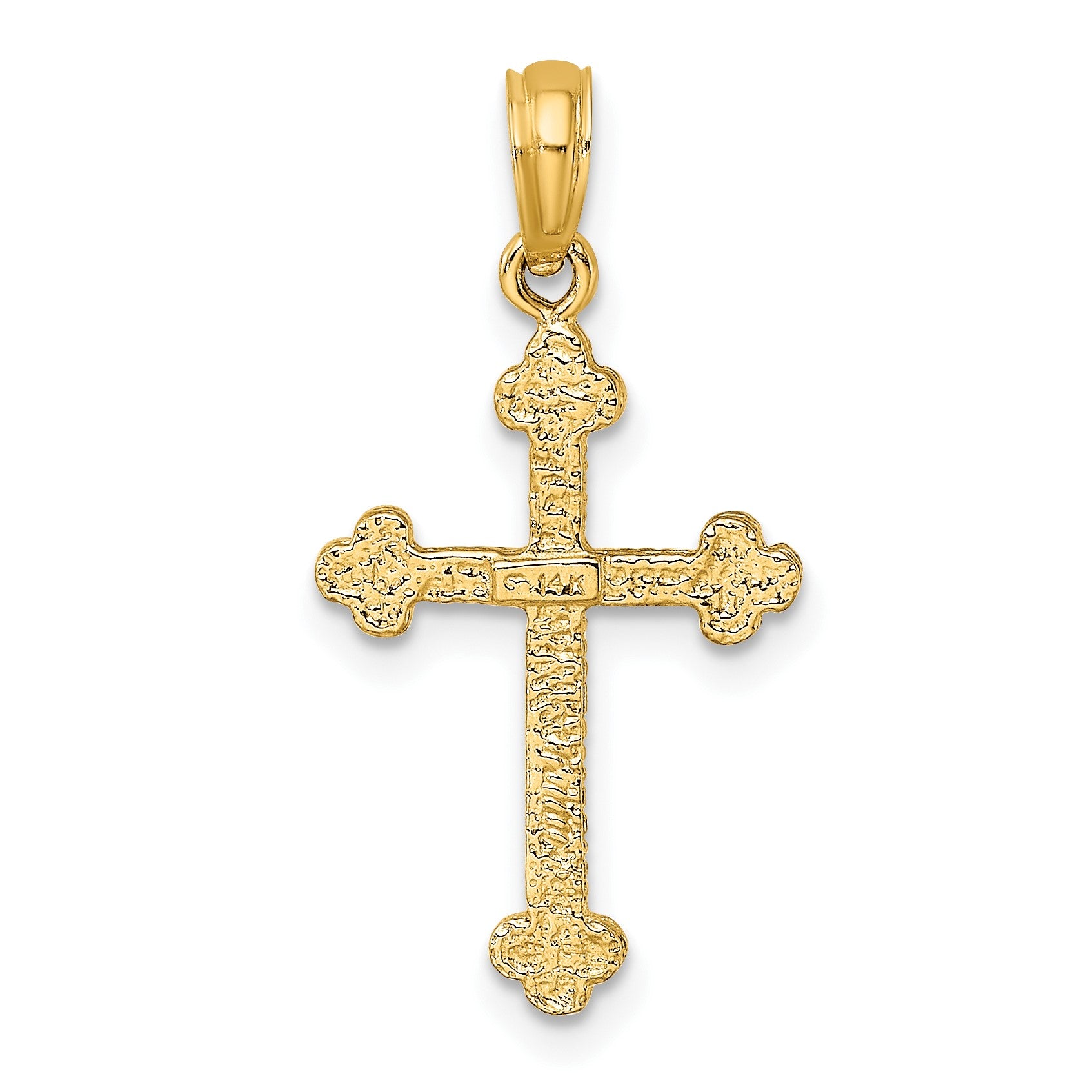 14K Cross with Budded Tip Edges Charm