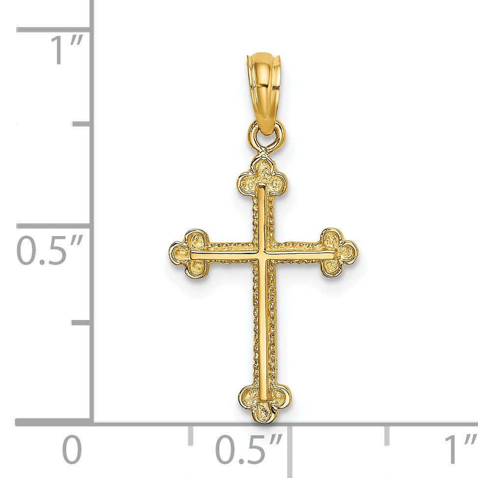 14K Cross with Budded Tip Edges Charm