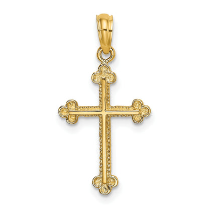 14K Cross with Budded Tip Edges Charm