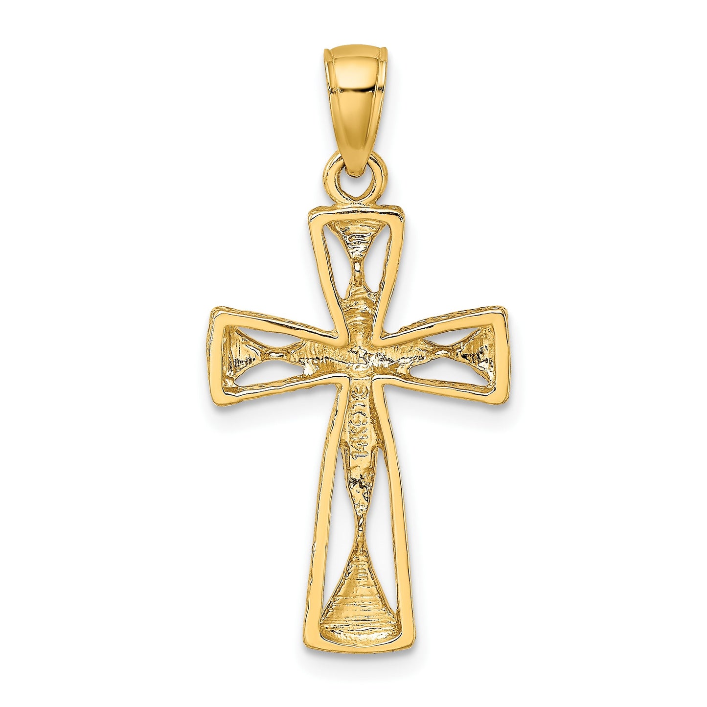 14K Polished Cut-Out Cross with Triangle Ends Charm