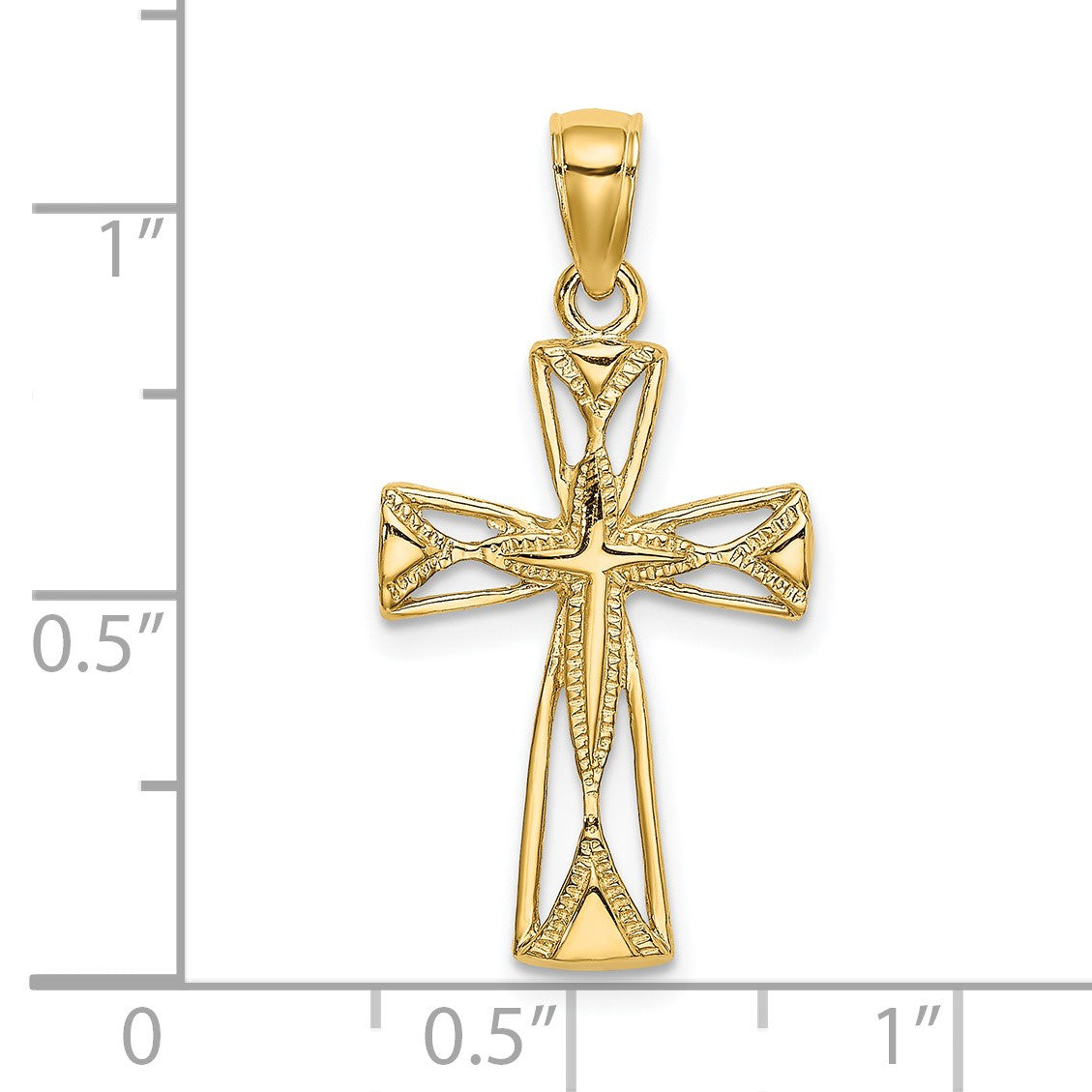 14K Polished Cut-Out Cross with Triangle Ends Charm
