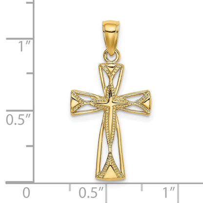 14K Polished Cut-Out Cross with Triangle Ends Charm