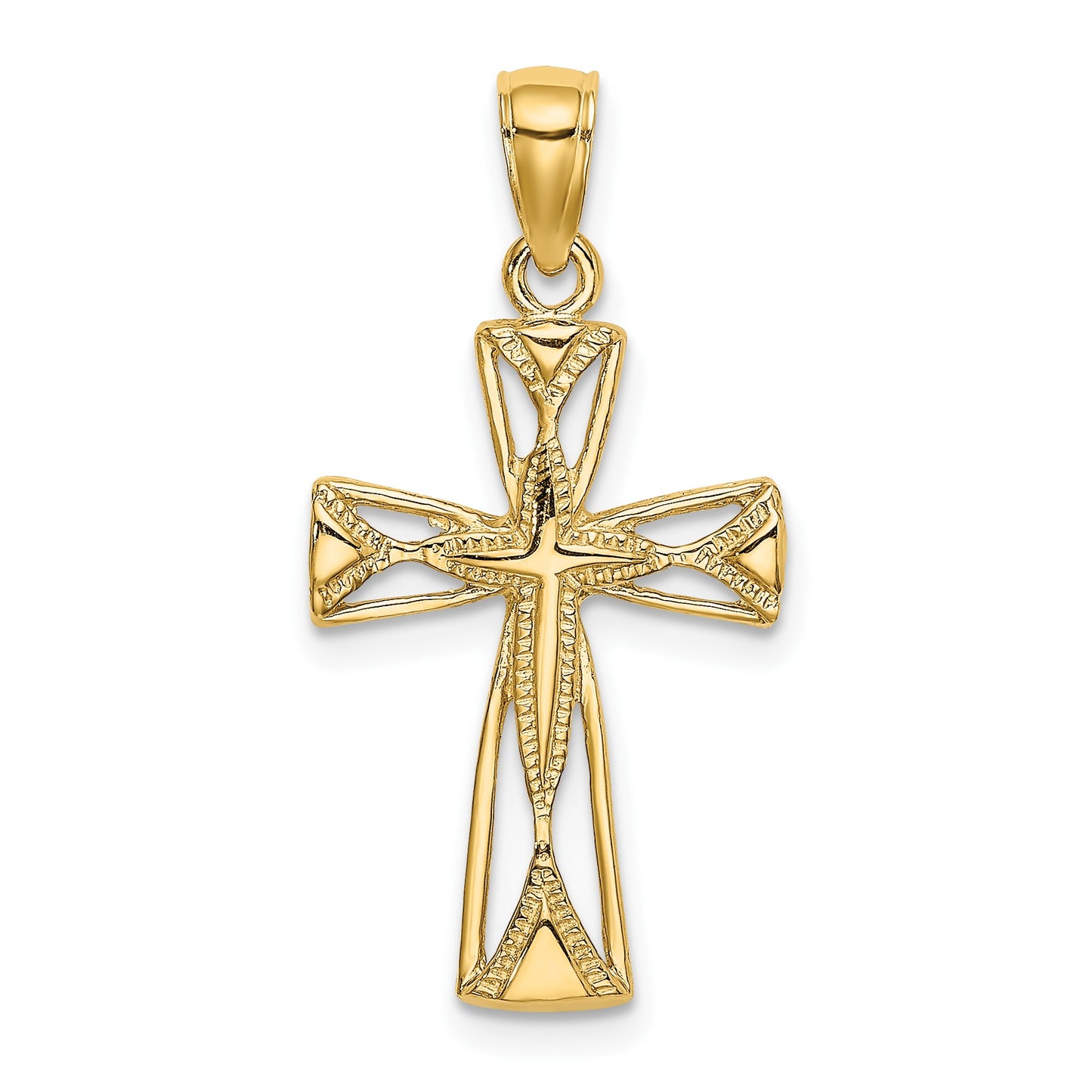 14K Polished Cut-Out Cross with Triangle Ends Charm