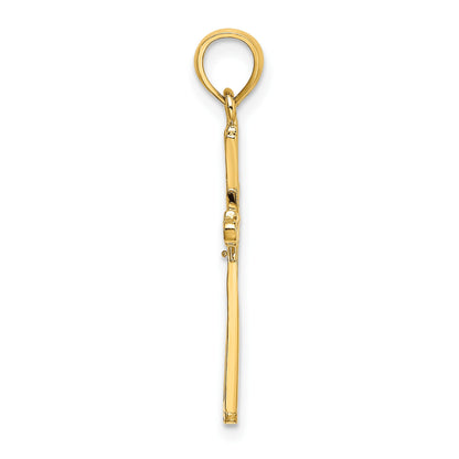 14K Polished with -X- Center Cross Charm