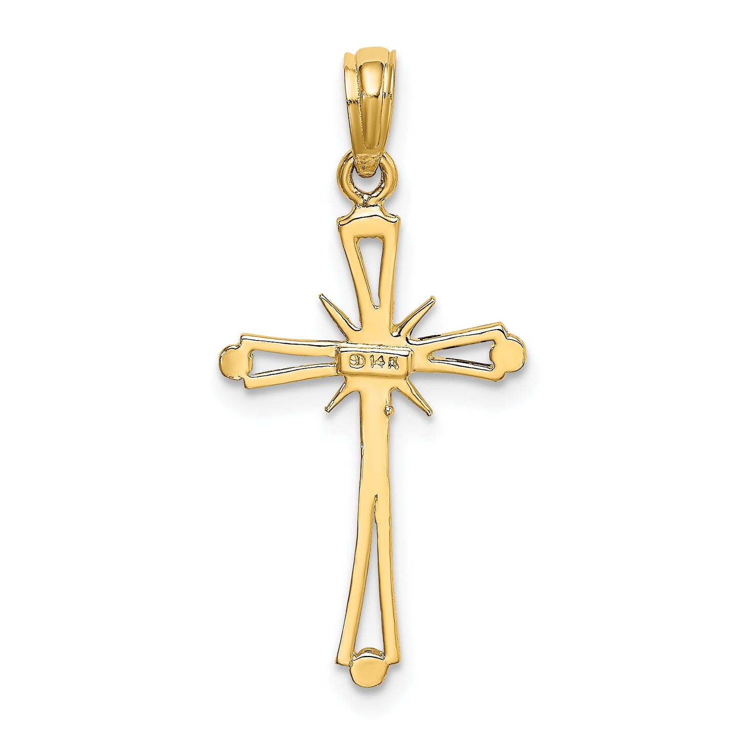 14K Polished with -X- Center Cross Charm