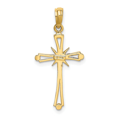 14K Polished with -X- Center Cross Charm