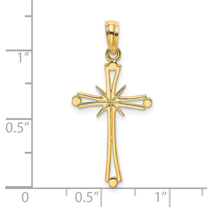 14K Polished with -X- Center Cross Charm