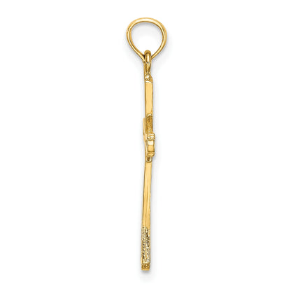 14K Diamond-cut with -X-Center On Cross Charm