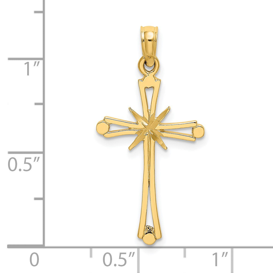 14K Diamond-cut with -X-Center On Cross Charm