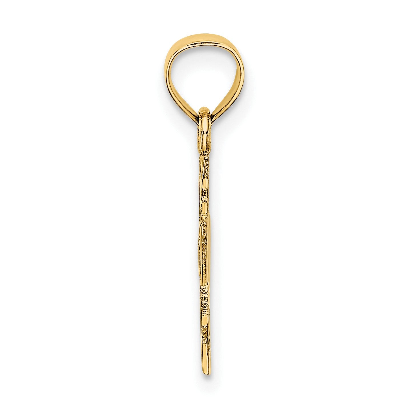 14K Polished and Textured Cross Charm