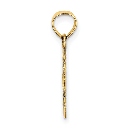 14K Polished and Textured Cross Charm