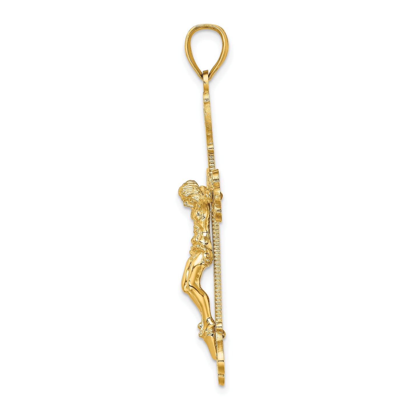 14K Textured Crucifix Charm
