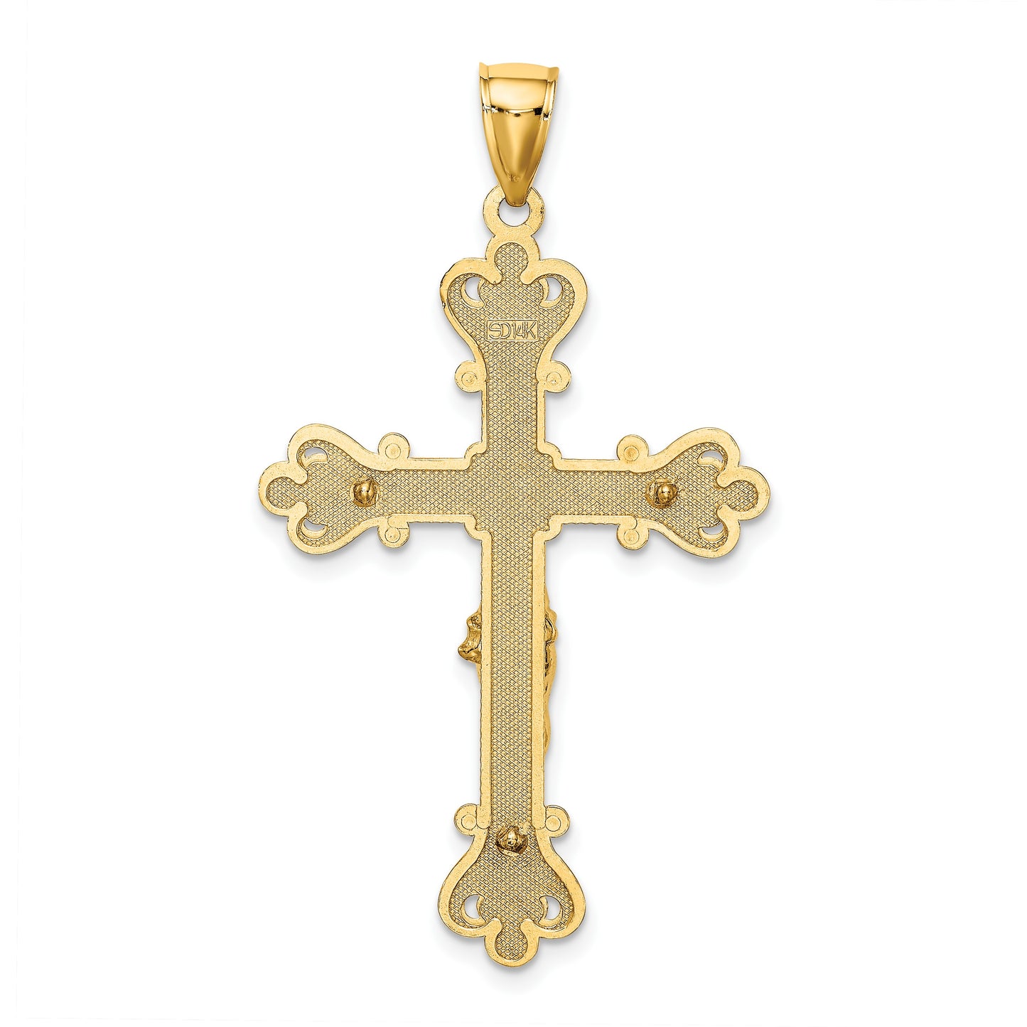 14K Textured Crucifix Charm