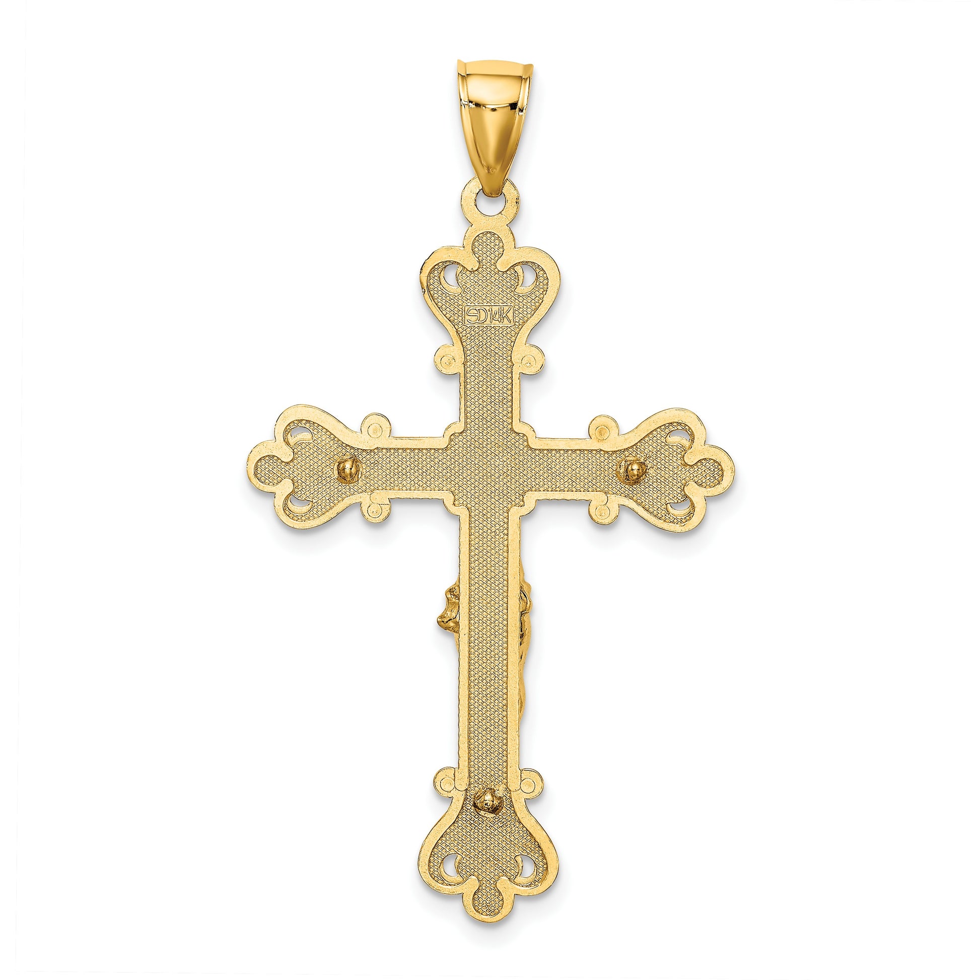 14K Textured Crucifix Charm