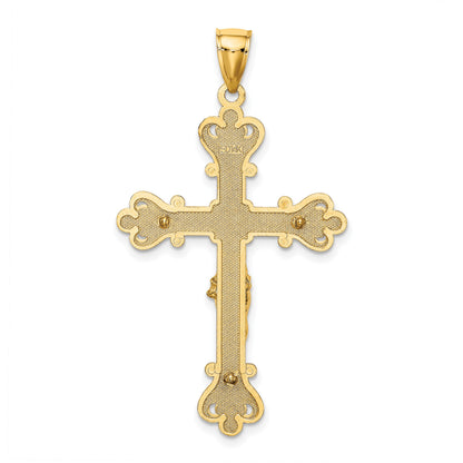 14K Textured Crucifix Charm