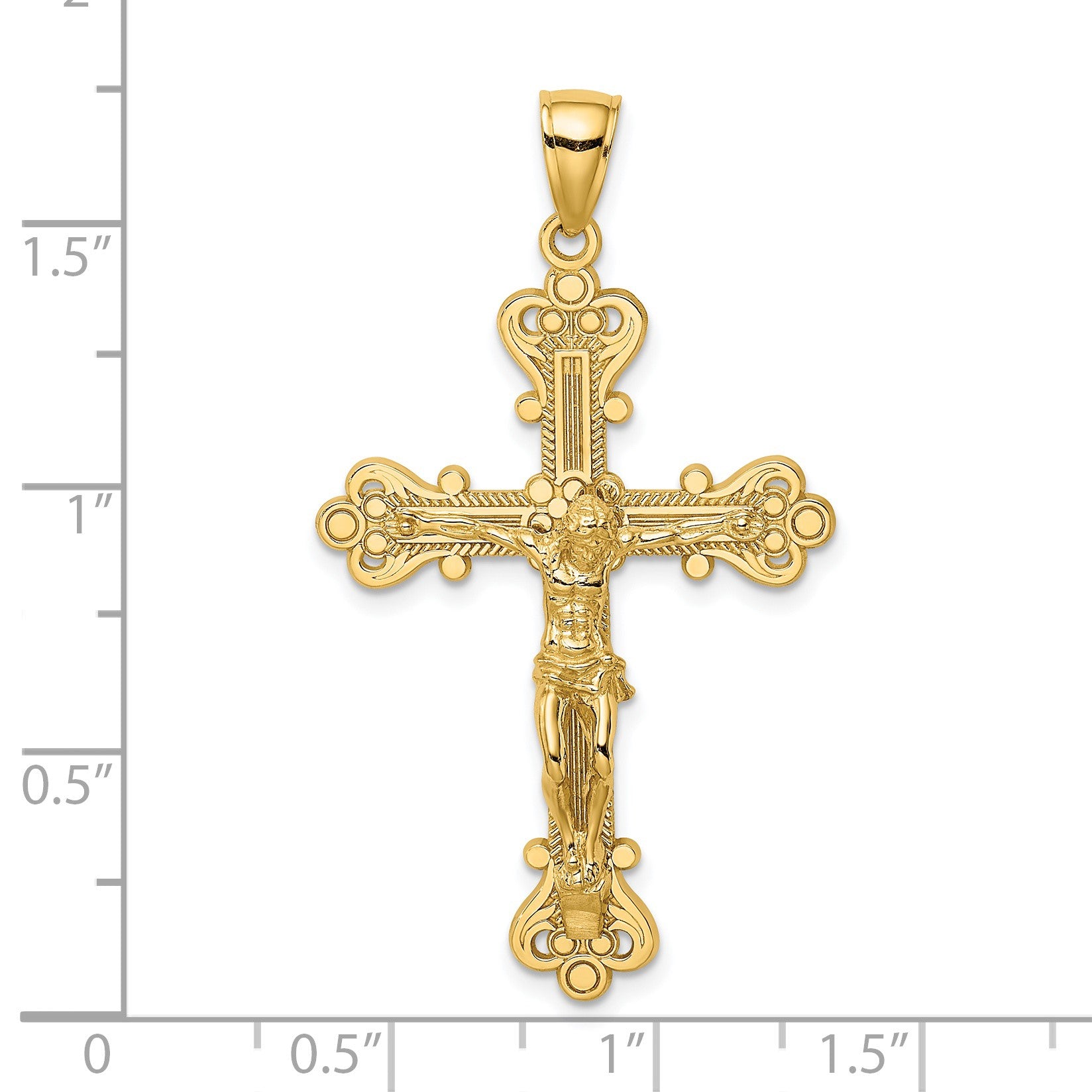14K Textured Crucifix Charm