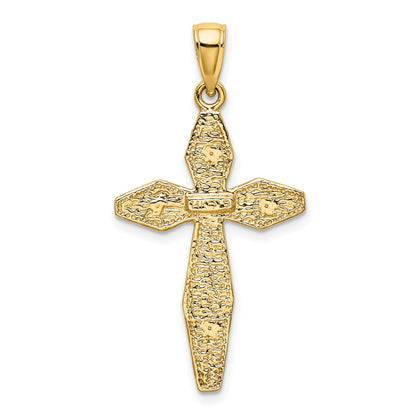 14K Polished and Textured Cross Charm