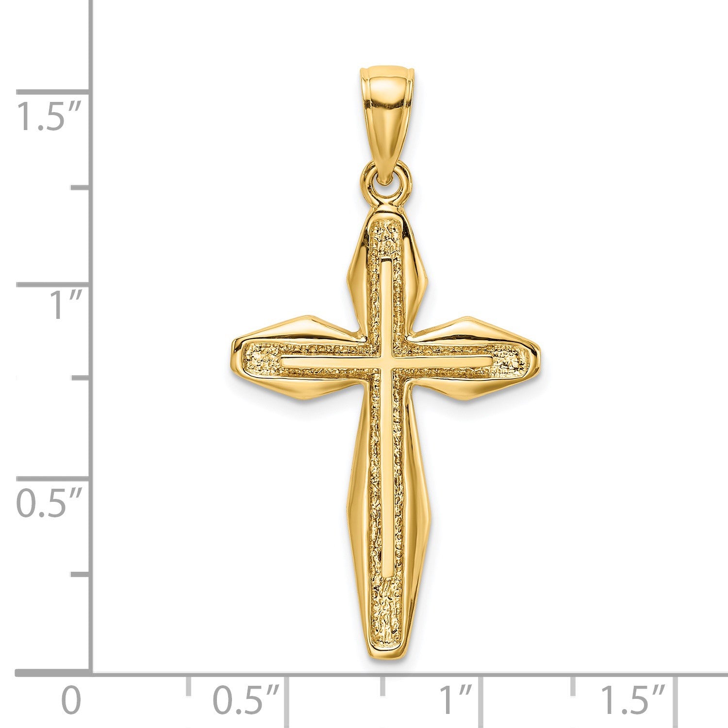 14K Polished and Textured Cross Charm