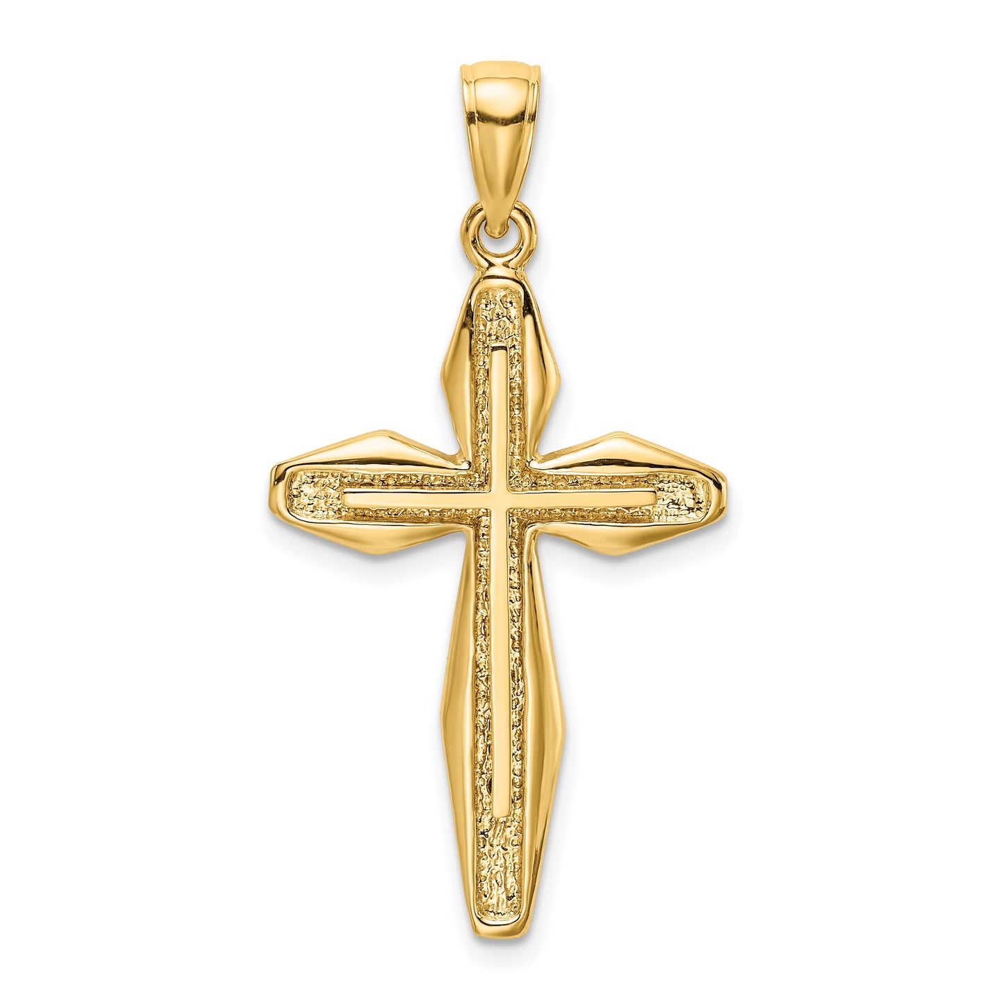 14K Polished and Textured Cross Charm