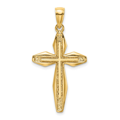 14K Polished and Textured Cross Charm