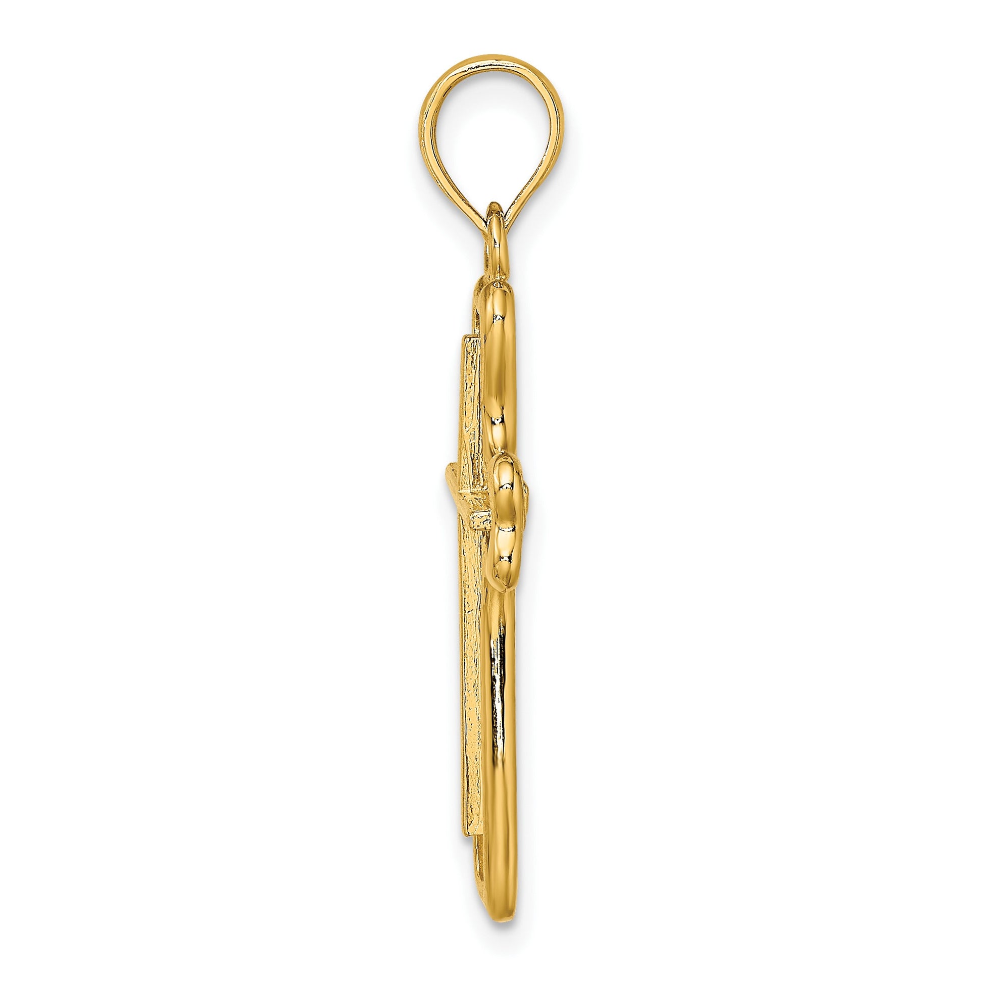 14K Cross with Heart Shaped Ends Charm