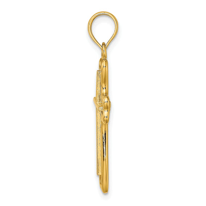 14K Cross with Heart Shaped Ends Charm