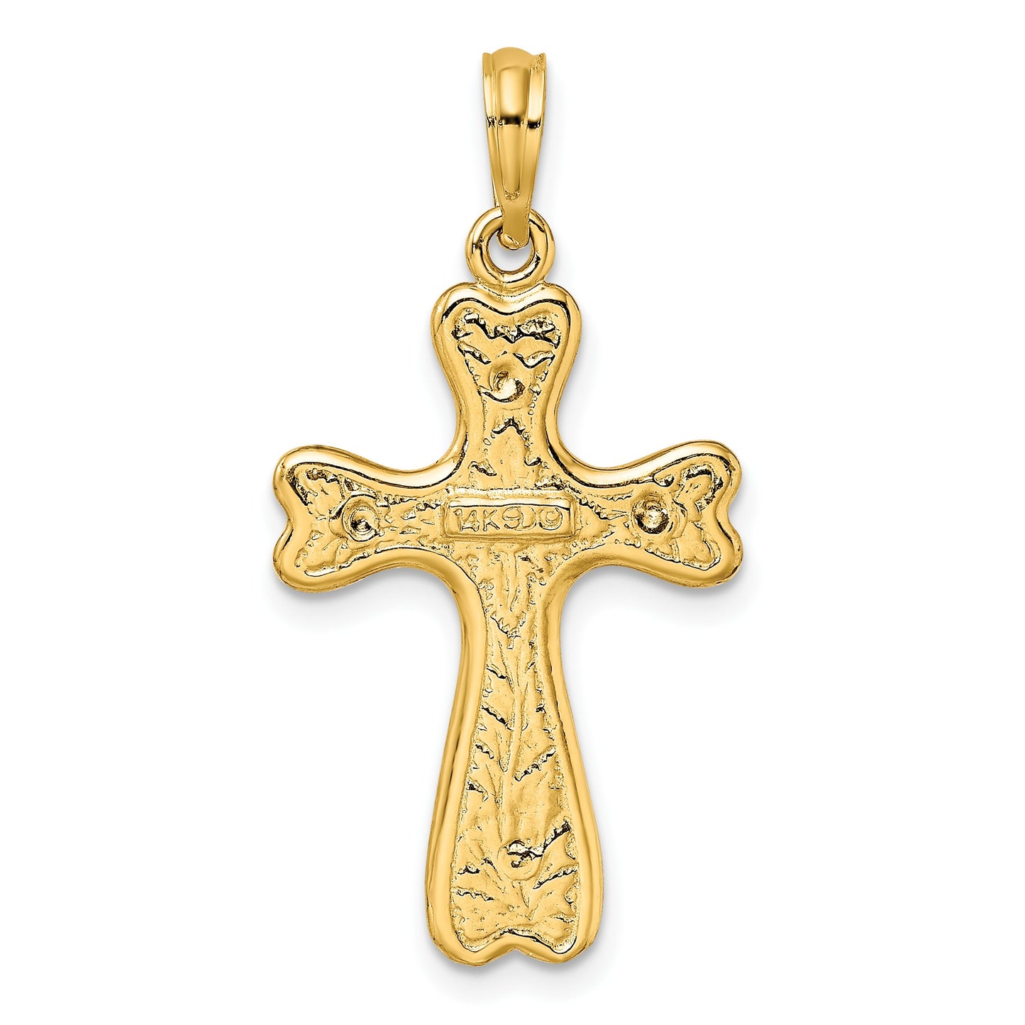 14K Cross with Heart Shaped Ends Charm
